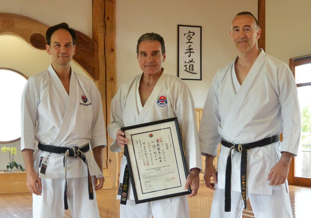 Verleihung 7. Dan an Bruno Trachsel mit Richard und Puglisi am 31.05.2014